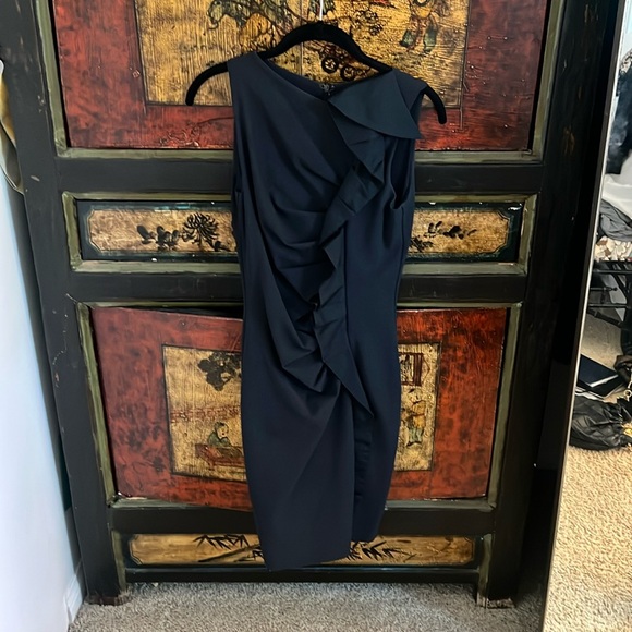 MAXMARA DARK NAVY DRESS WITH RUFFLE DETAIL - Picture 1 of 4